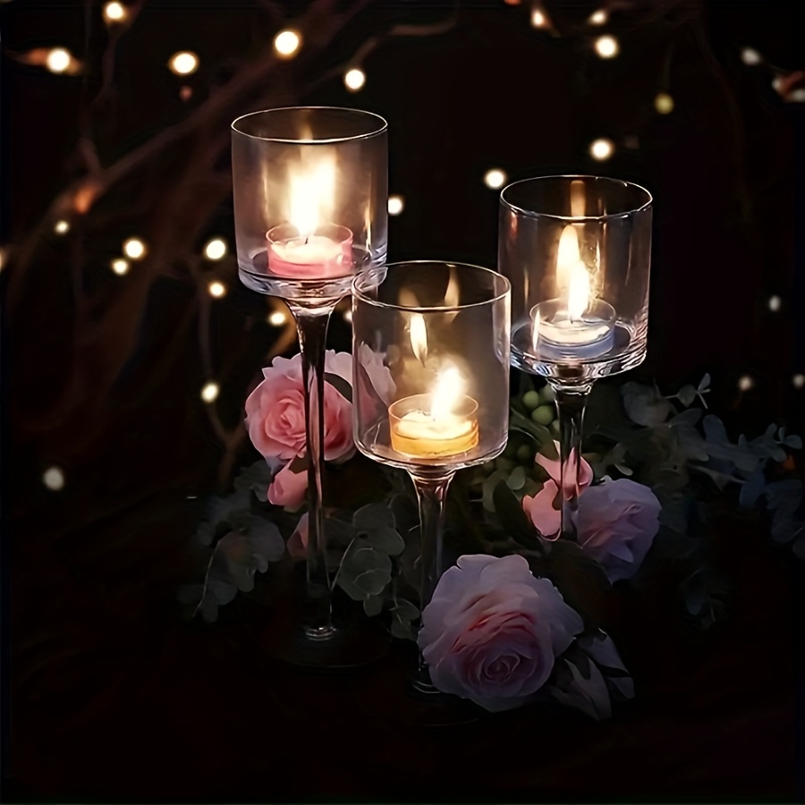 3PCS Transparent Glass Candle  - đánh giá và giá Candle Holder Set