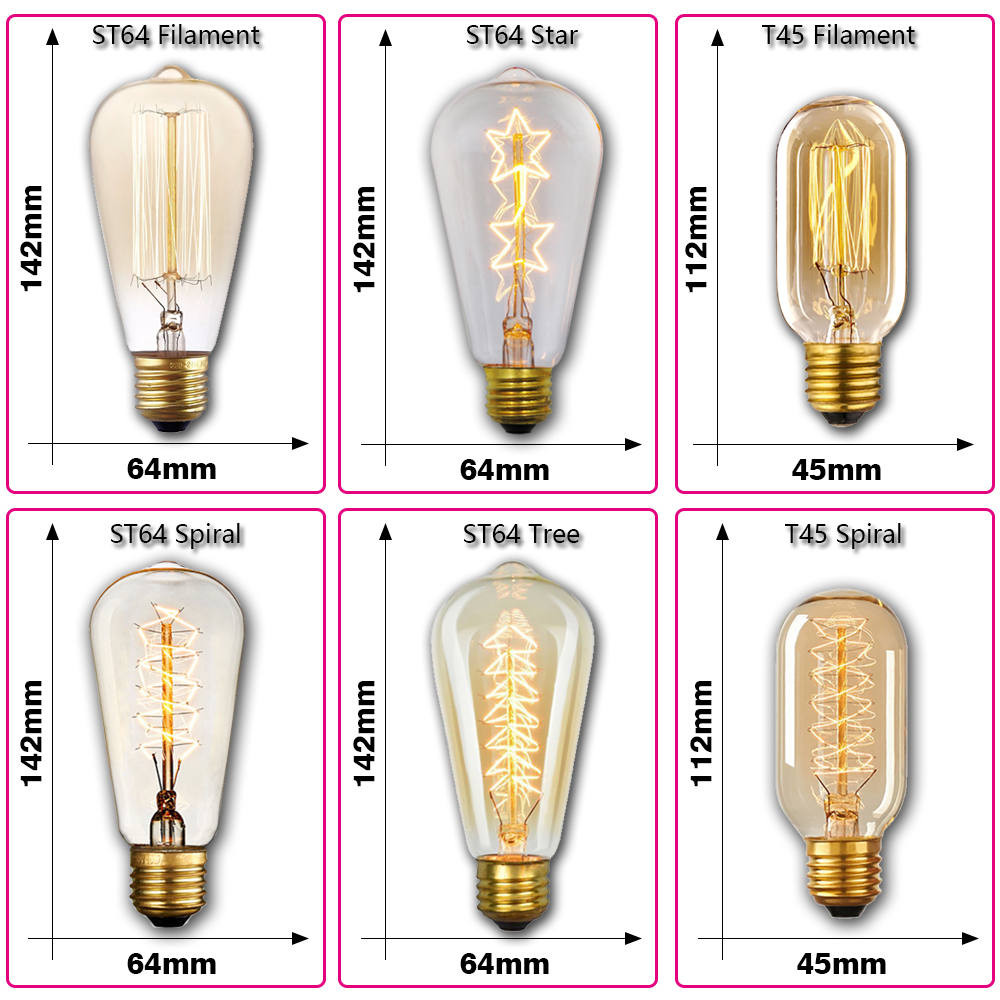 Retro Edison Light Bulb E27 40 - đánh giá và giá Vintage Lighting Decor
