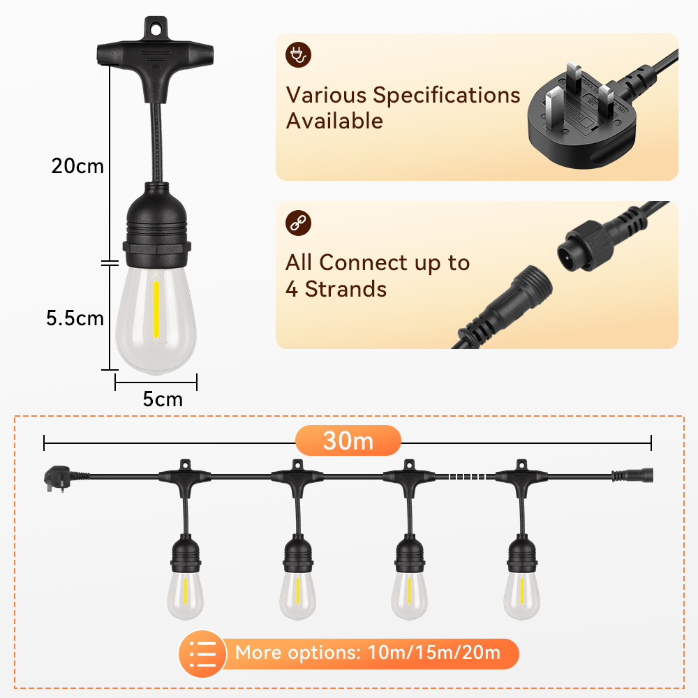 E27 Outdoor String Lights LED  - đánh giá và giá Decor Lighting Uk